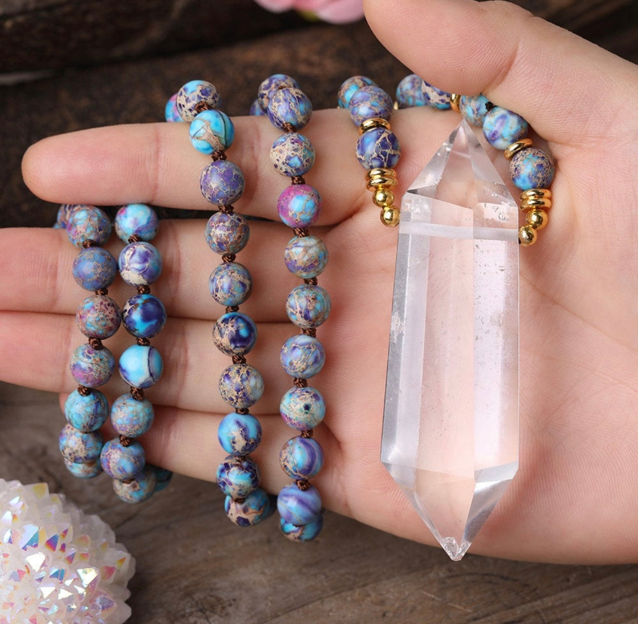 Galaxy Sea Sediment Jasper & Quartz Necklace