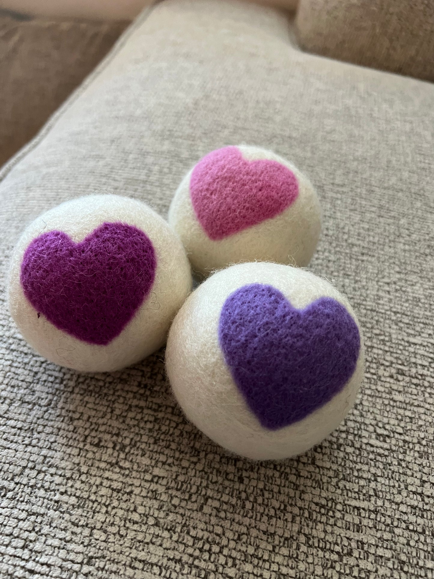 Organic Lincoln Wool Dryer Balls (SET OF 3) Hearts