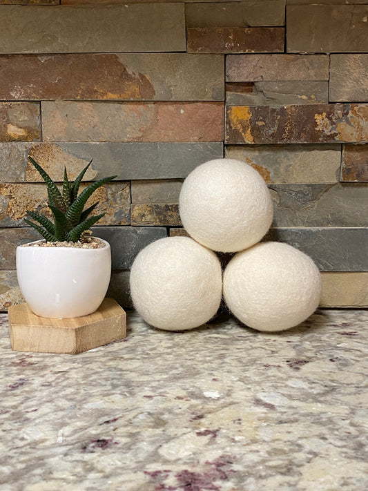 Organic Hampshire Wool Dryer Balls (SET OF 3) White