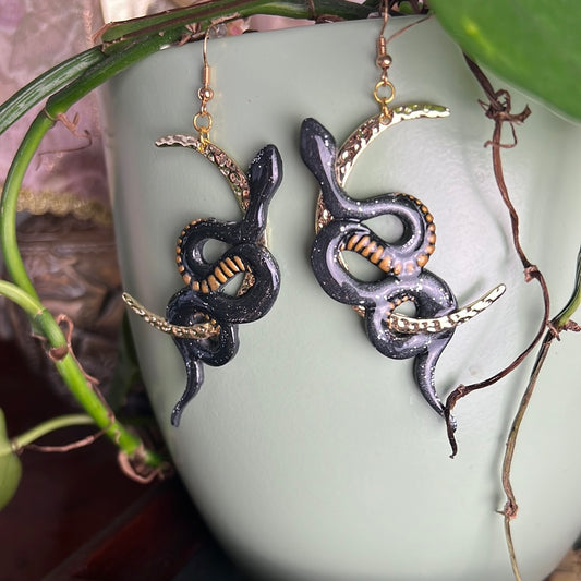 Golden Hour Clay Snake Earrings