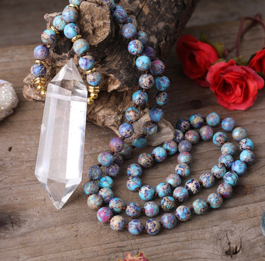 Galaxy Sea Sediment Jasper & Quartz Necklace