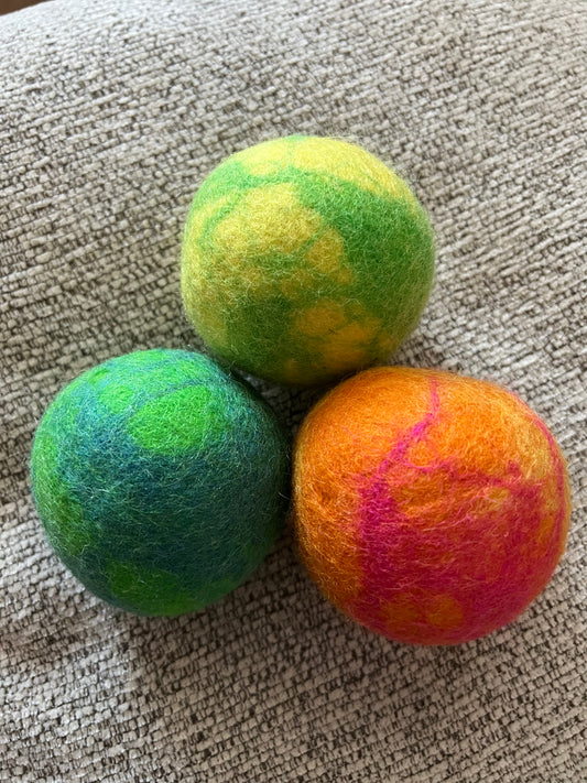 Organic Lincoln Wool Dryer Balls (SET OF 3) Colorful Blast