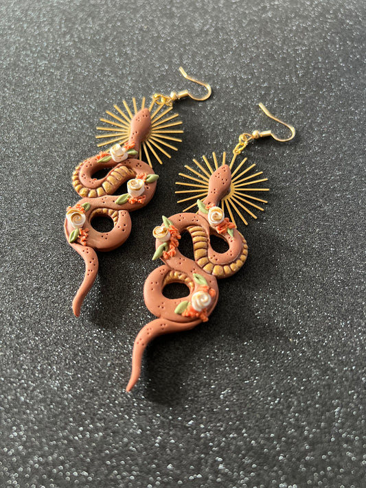 Clay Snake Goddess Earrings