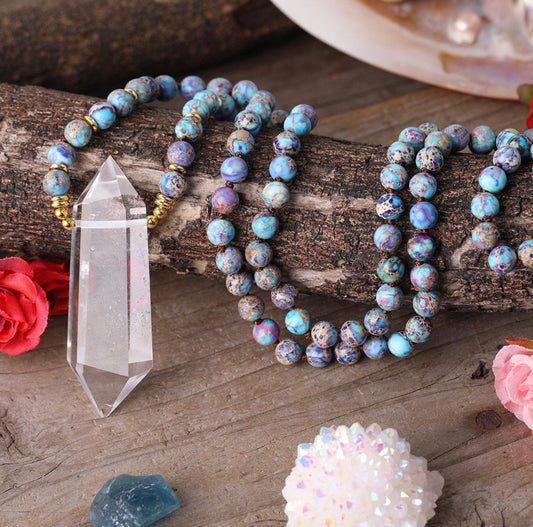 Galaxy Sea Sediment Jasper & Quartz Necklace